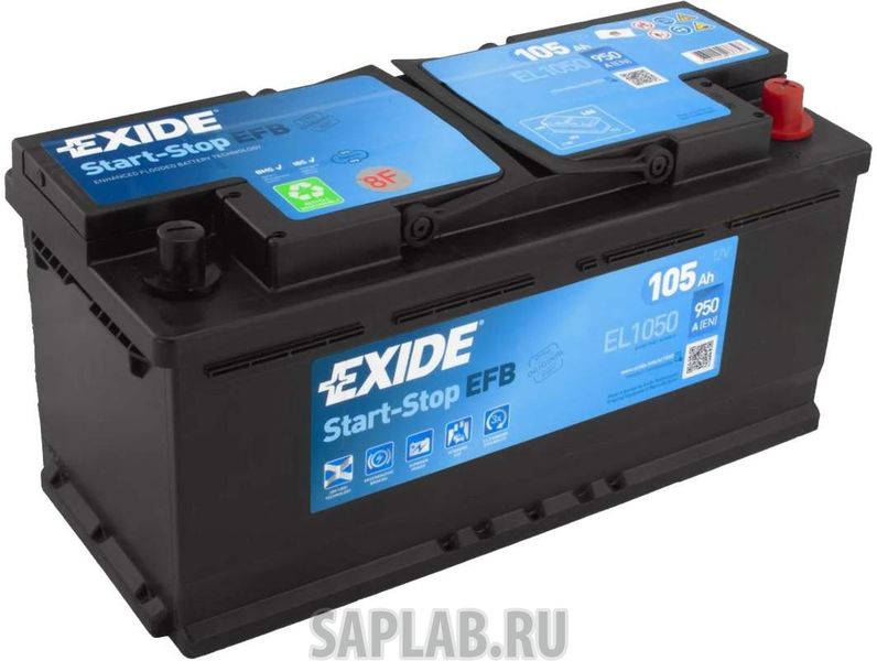Купить EXIDE EL1050 Акб Micro-Hybrid Start-Stop Efb 105АЧ (El1050) (-/+) 12v 950 A En 392x175x190 EXIDE EL1050