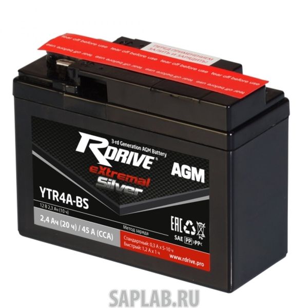 Купить RDRIVE RDRIVEYTR4ABS Аккумулятор RDRIVE-YTR4A-BS 12В 2,3Ач 45CCA 113x48x85 мм Обратная (-+)