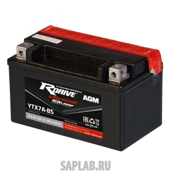 Купить RDRIVE RDRIVEYTX7ABS Аккумулятор RDRIVE-YTX7A-BS 12В 6Ач 90CCA 150x87x94 мм Прямая (+-)