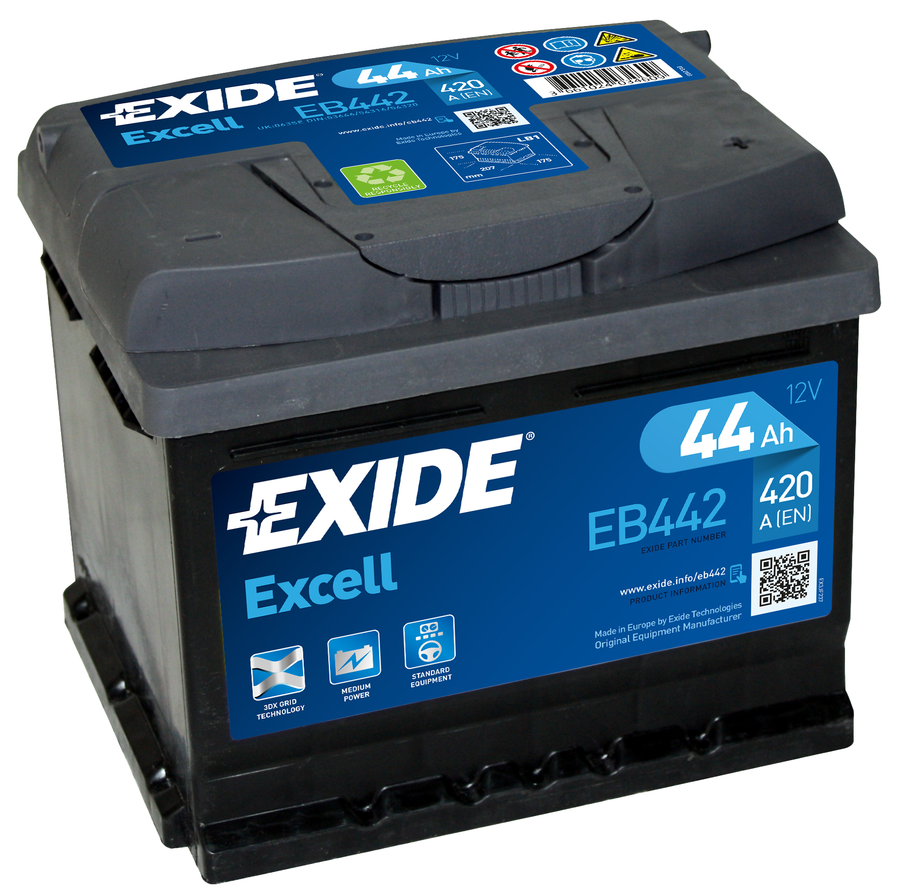 Купить EXIDE EB442 Аккумулятор автомобильный EXIDE EB442 44 Ач